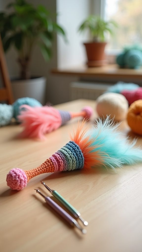 handmade crochet feather toy