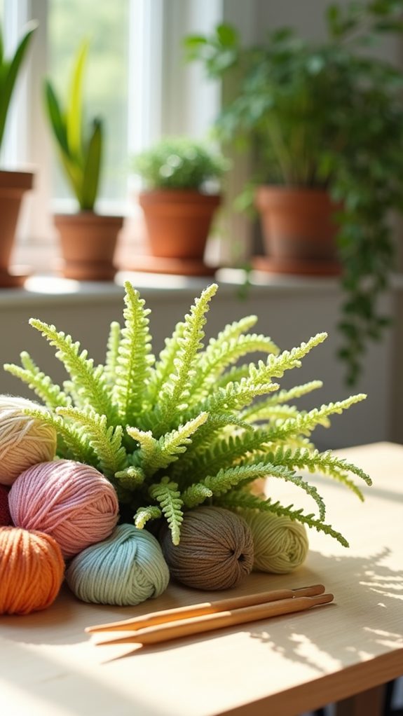 handmade crochet fern decor
