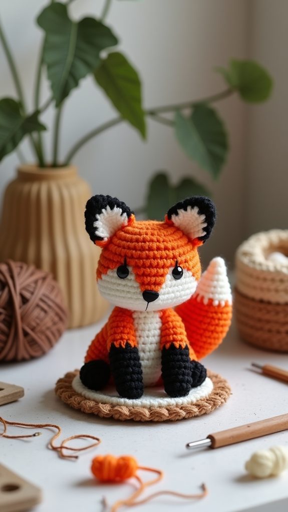 handmade crochet fox coasters