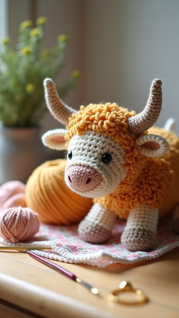 handmade crochet highland cow