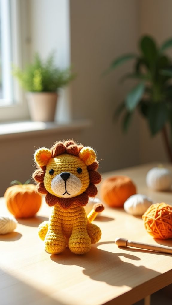 handmade crochet lion toy