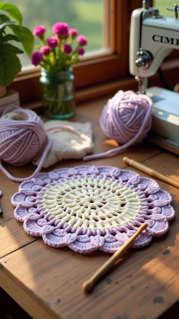 handmade round crochet coaster