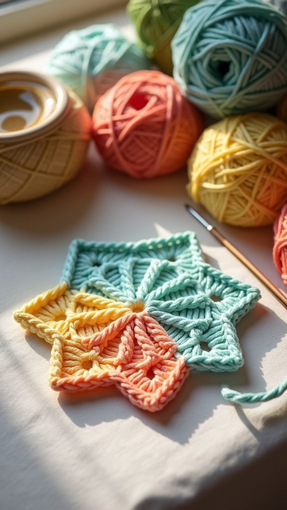 handmade star stitch coasters