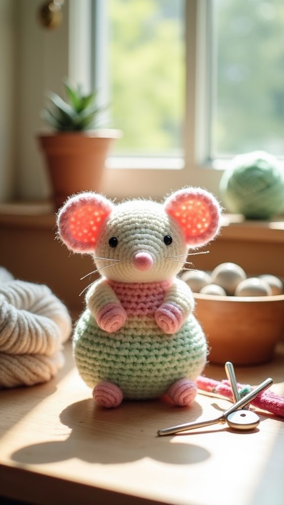 handmade yarn mouse toy