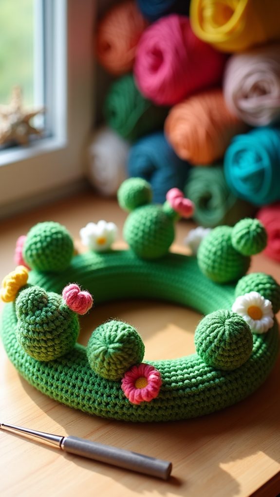 handmade yarn succulent decor