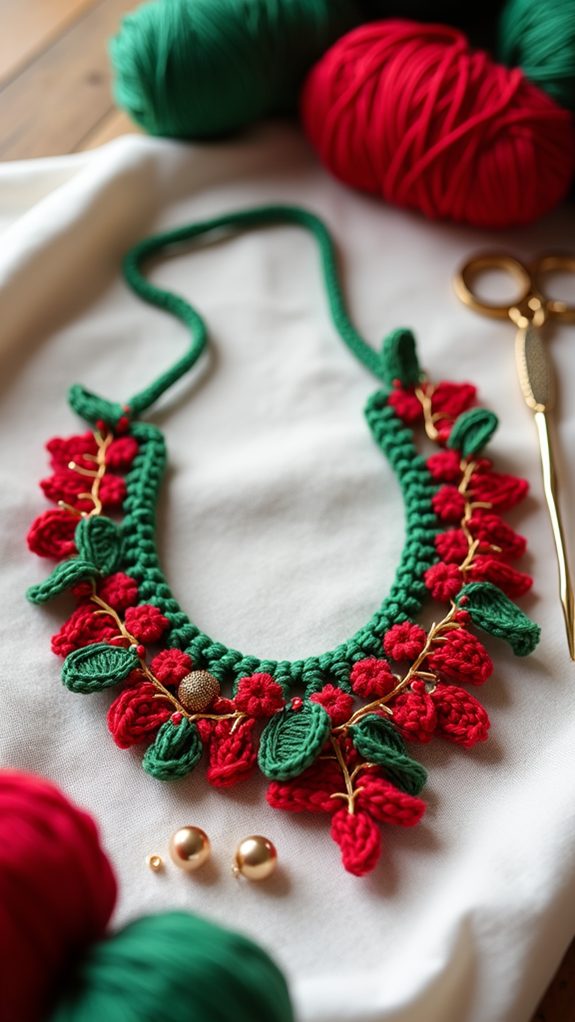 holiday crochet necklace design