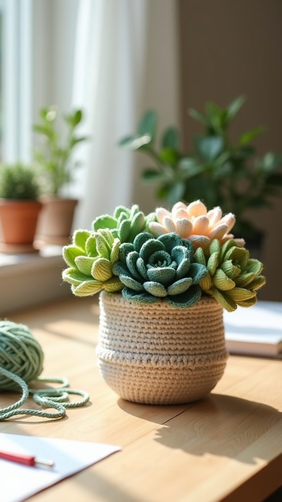 holiday themed crochet arrangement