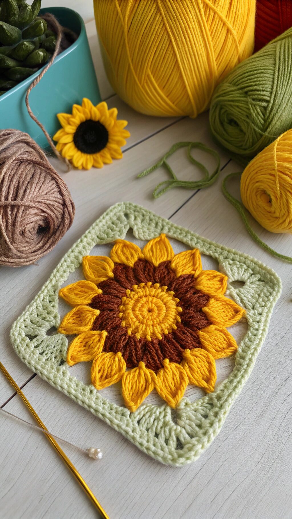 Vibrant Sunflower Square