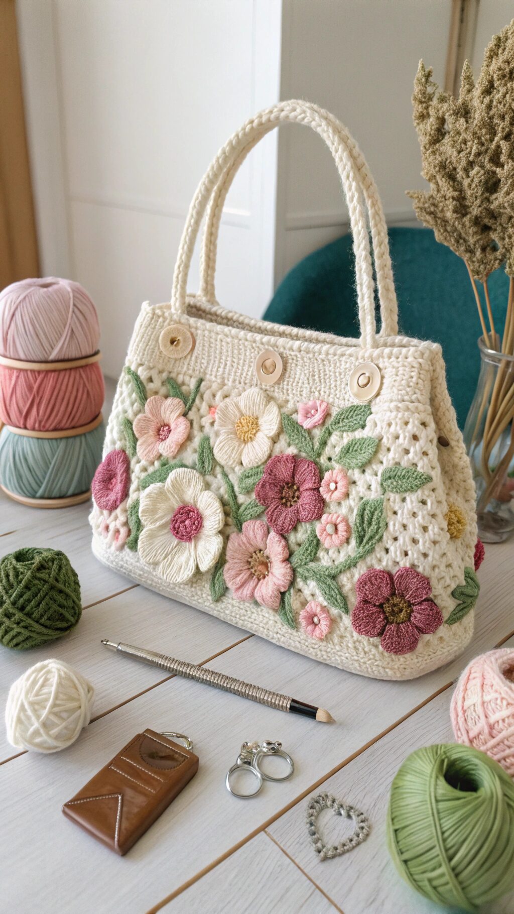 Floral Embellished Purse