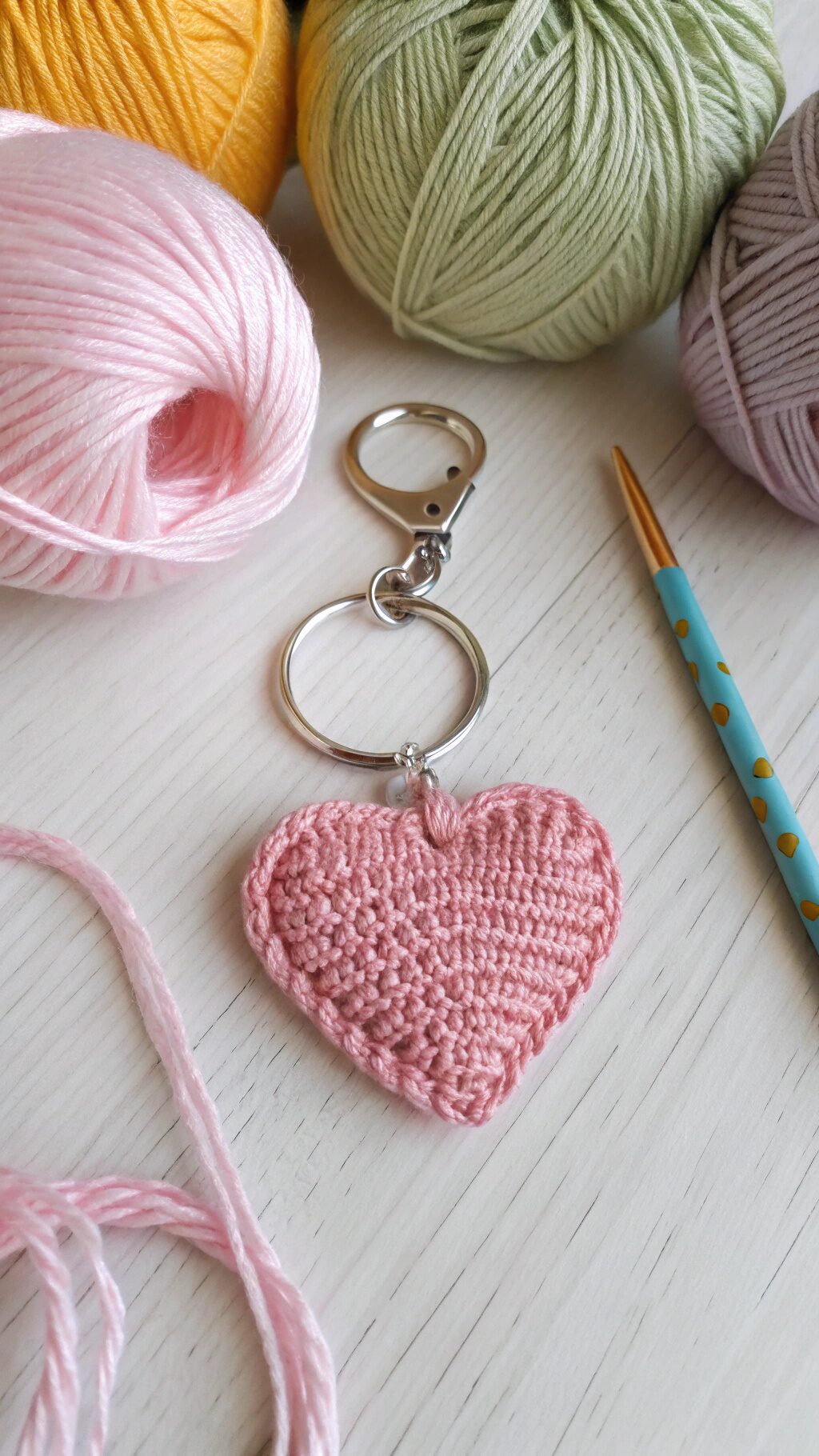 Amigurumi Heart Keychain