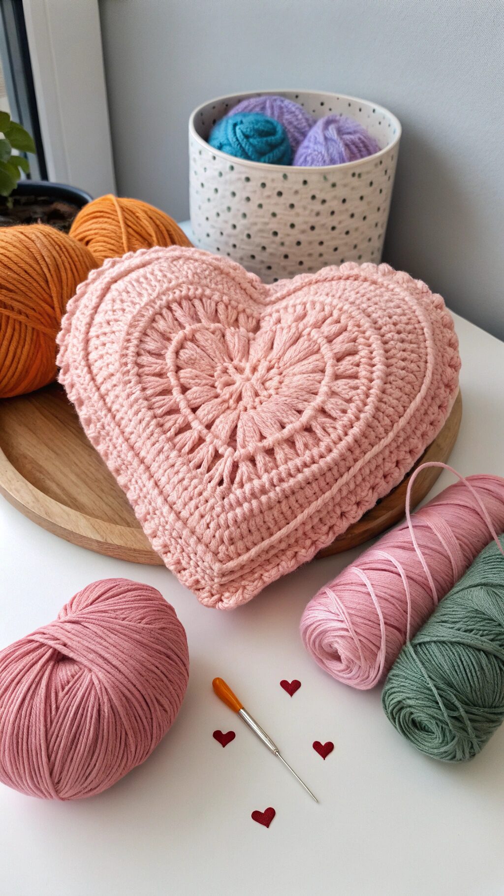 Crochet Heart Pillow