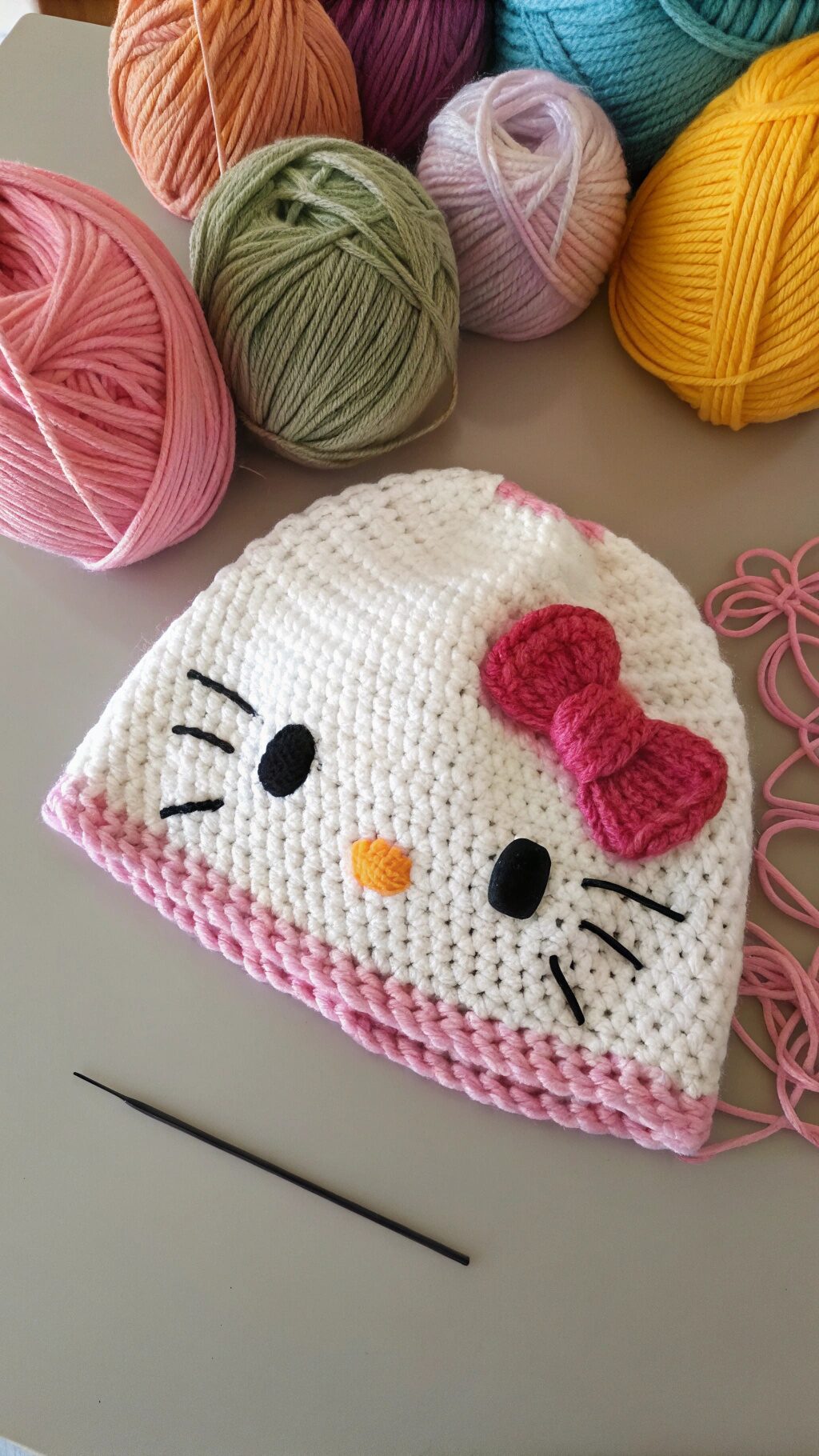 Crochet Hello Kitty Hat