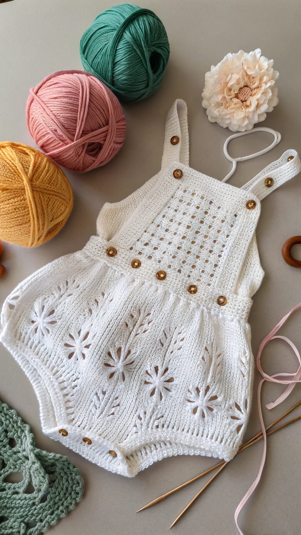 Elegant White Crochet Romper