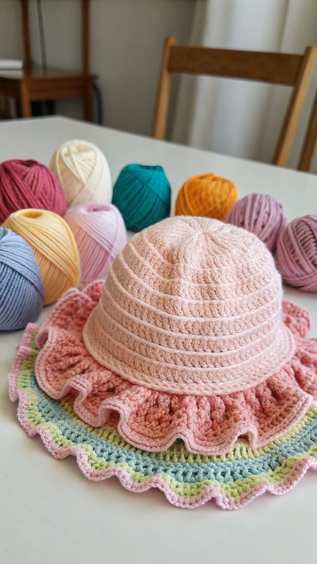 Pastel Ruffle Cloche