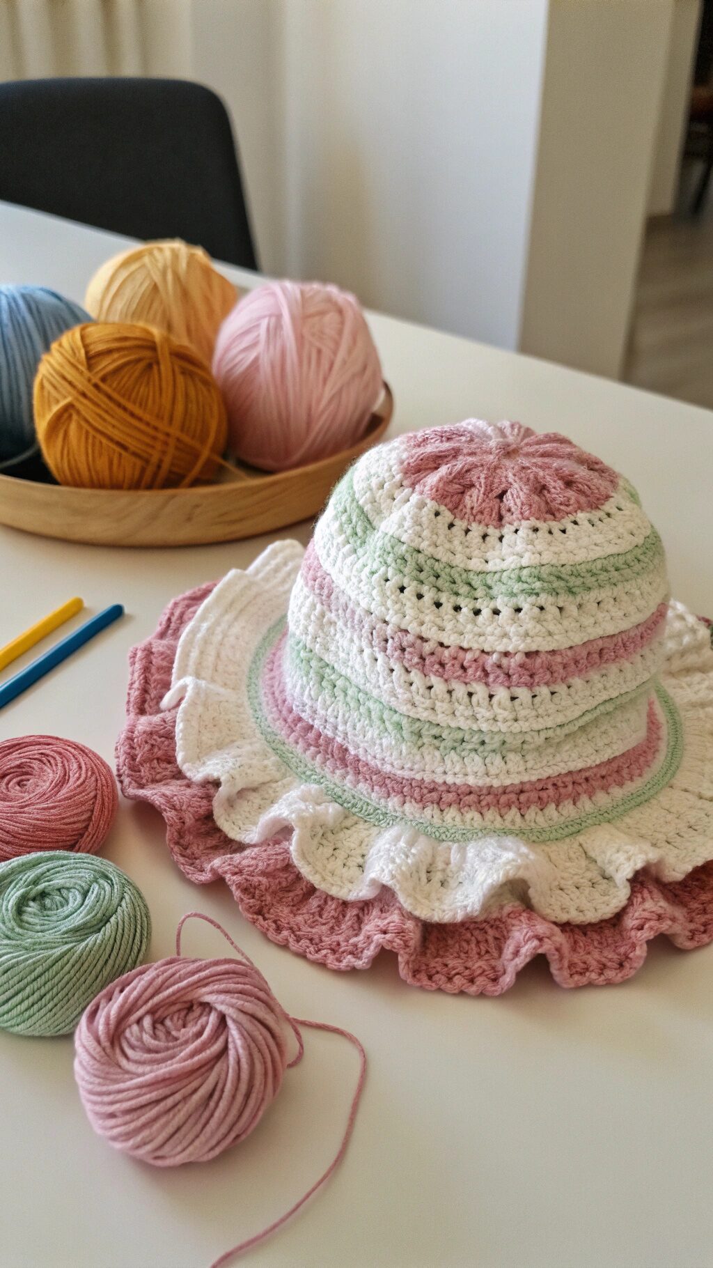 Striped Ruffle Hat