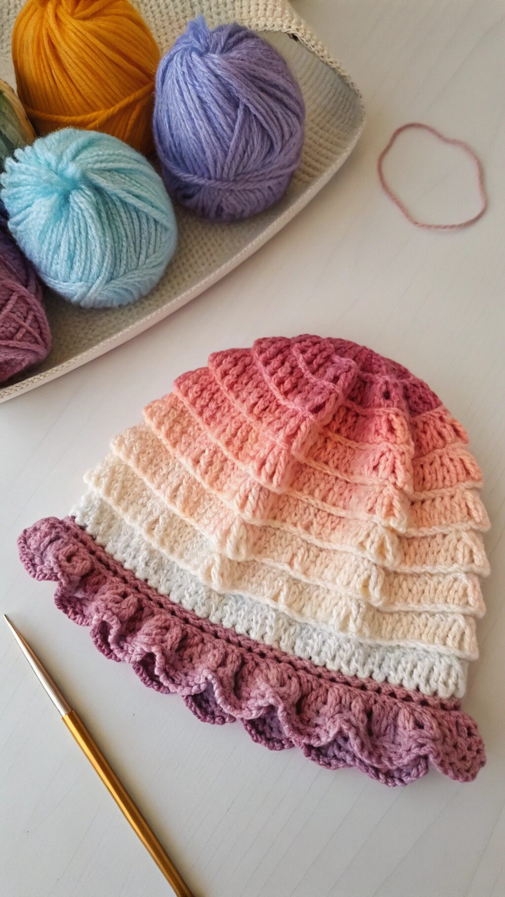 Ombre Ruffle Beanie