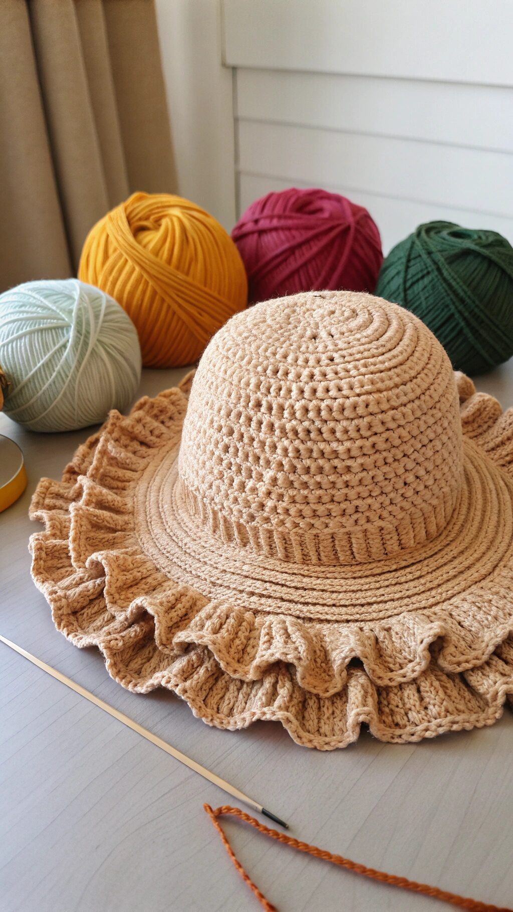 Ruffled Brim Sun Hat
