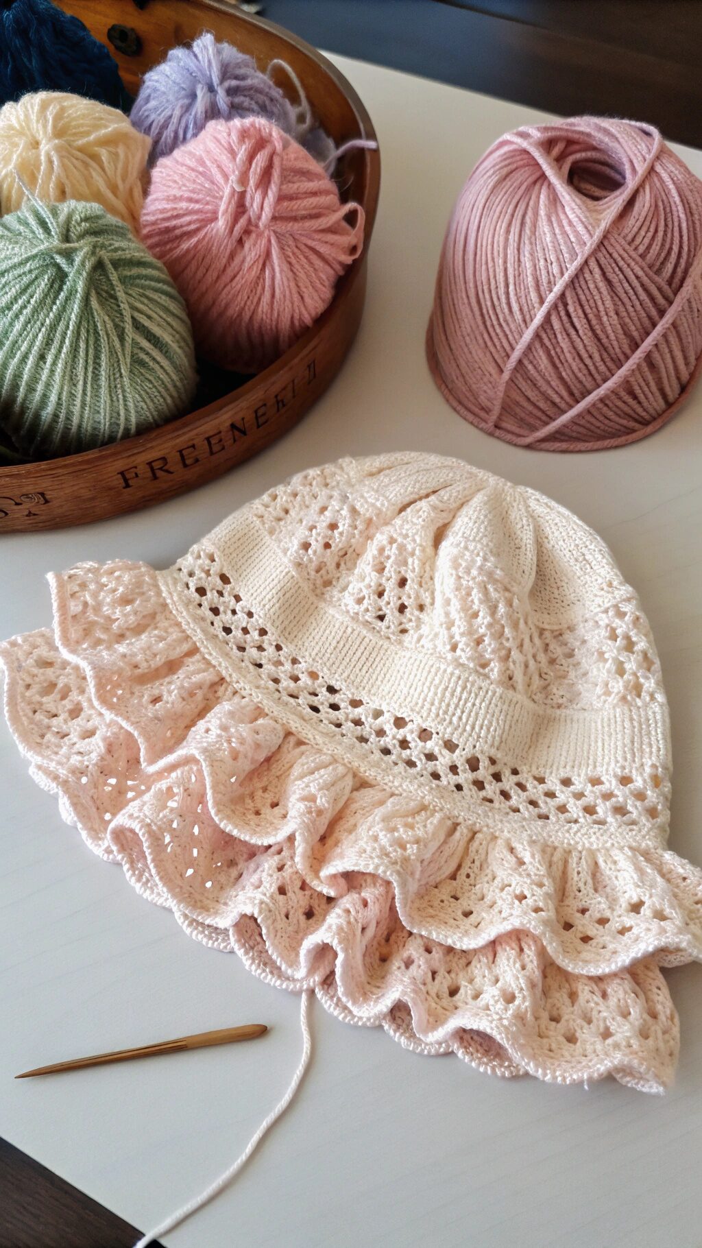 Lace Ruffle Crochet Hat