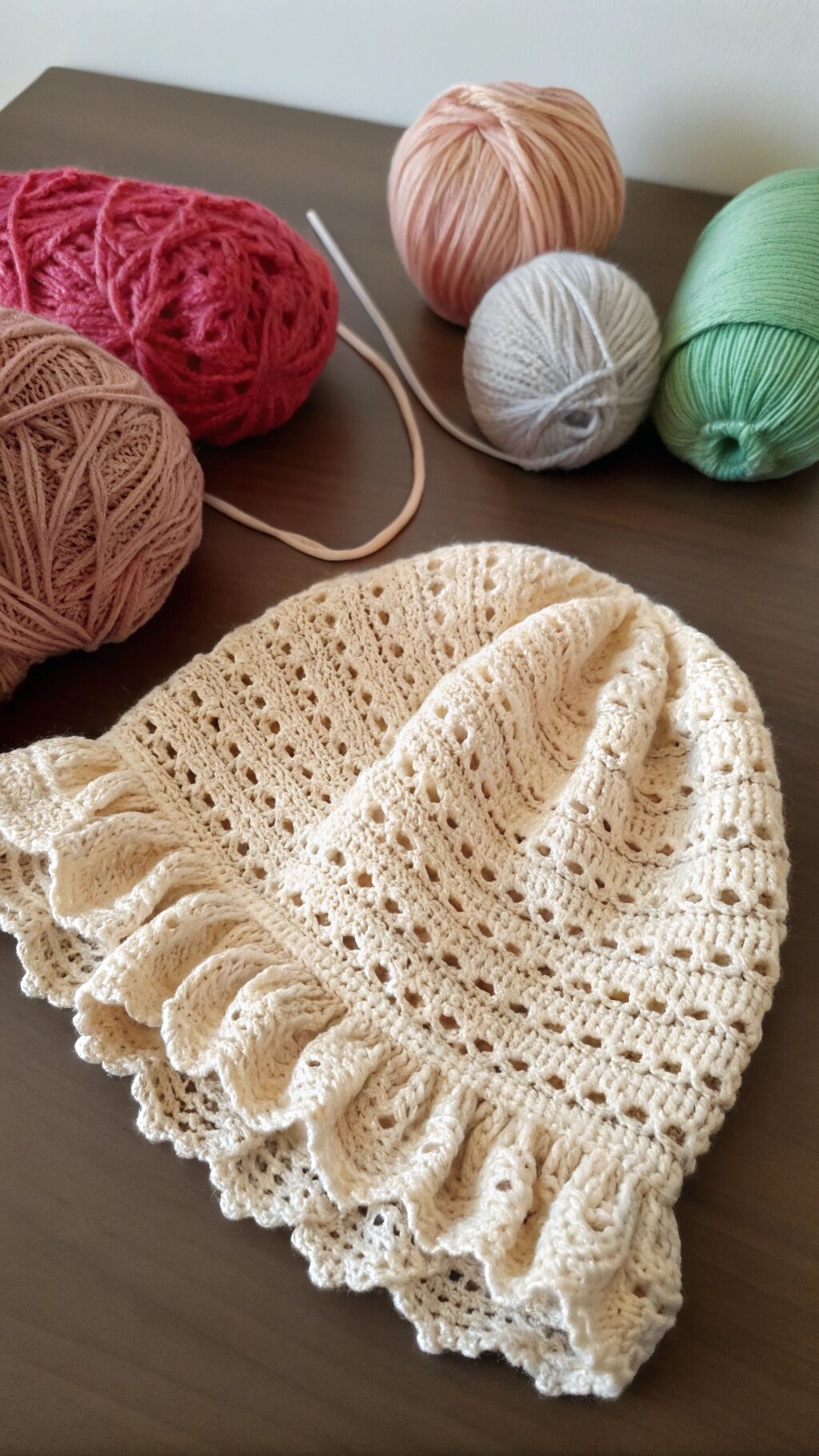 Double Ruffle Slouchy Beanie