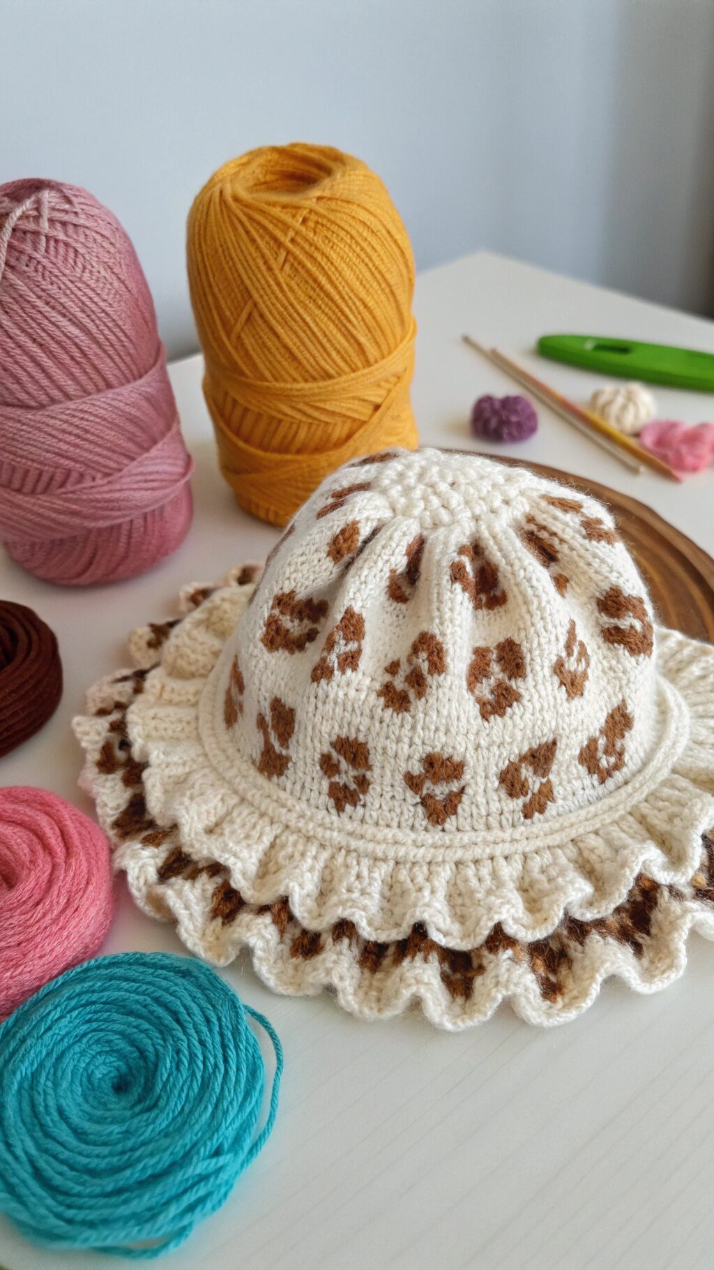 Animal Print Ruffle Hat