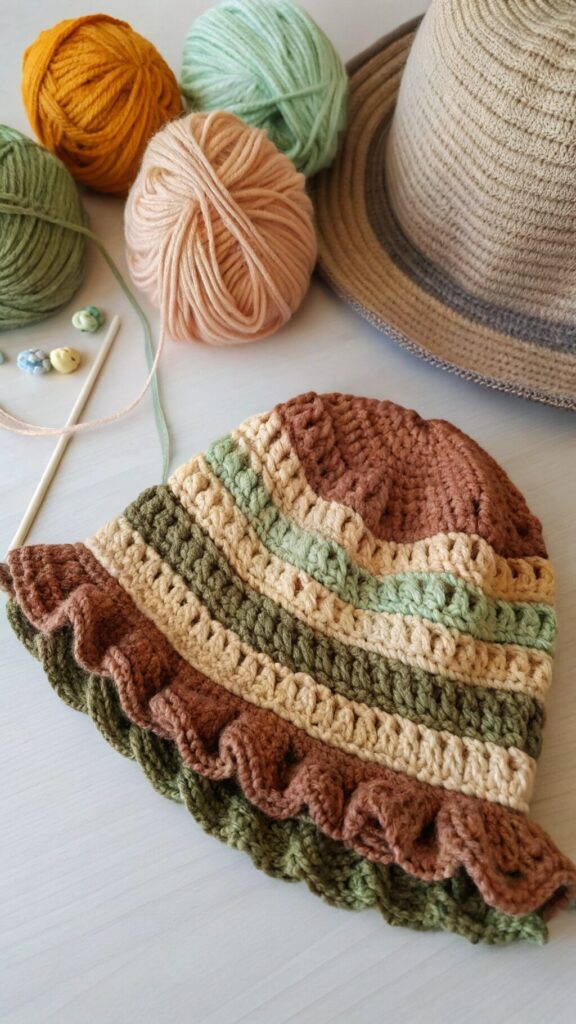 Earth Tone Ruffle Hat