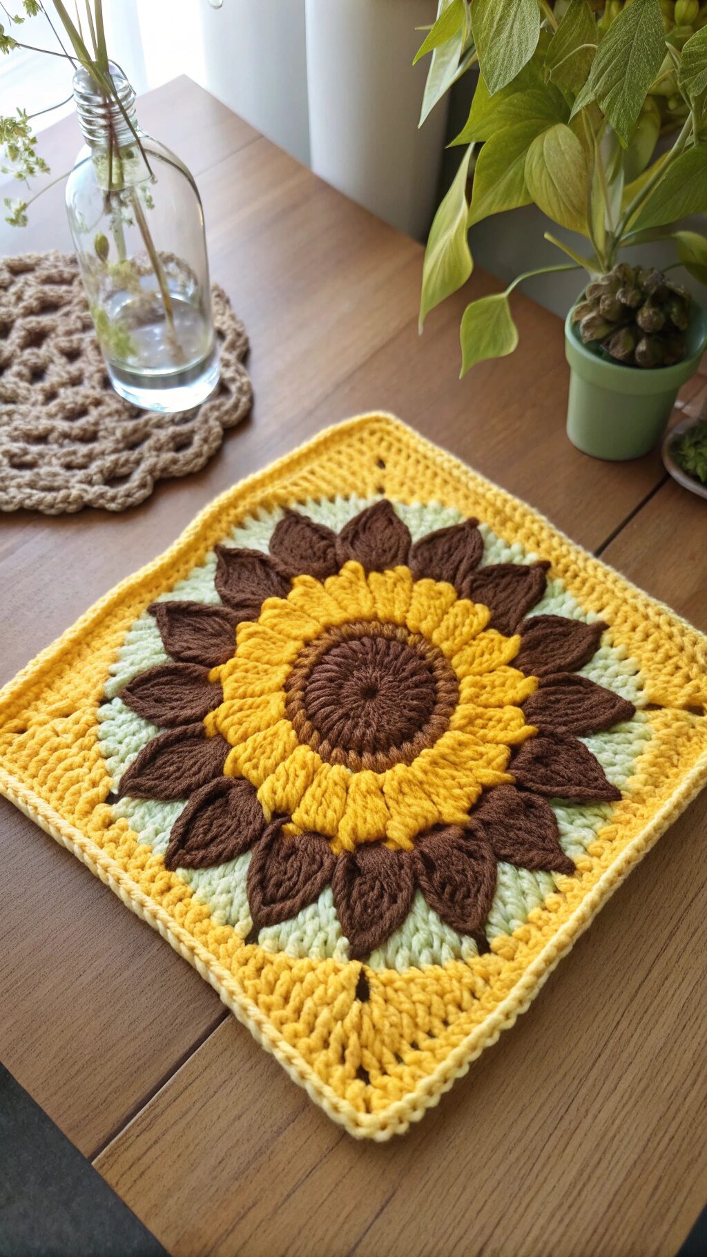 Textured Sunflower Granny Square