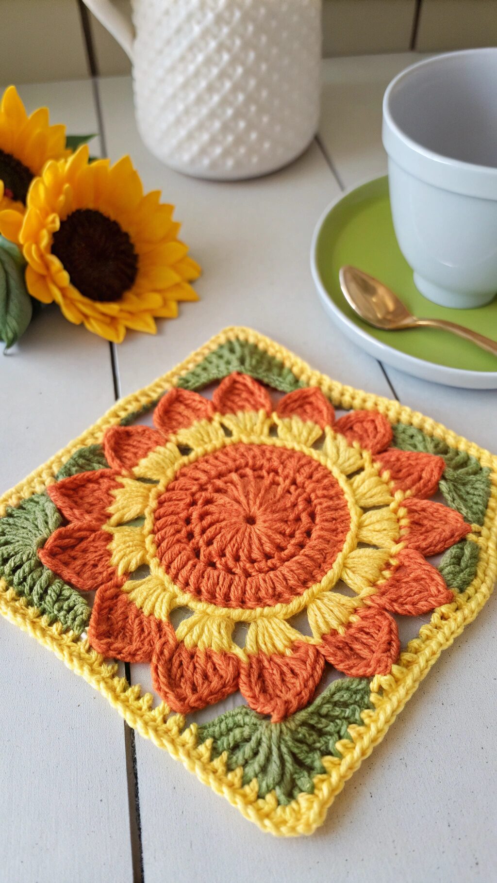 Whimsical Sunflower Square