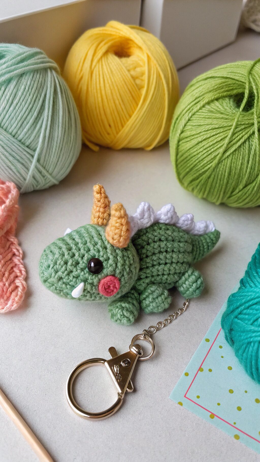 Mini Triceratops Keychain