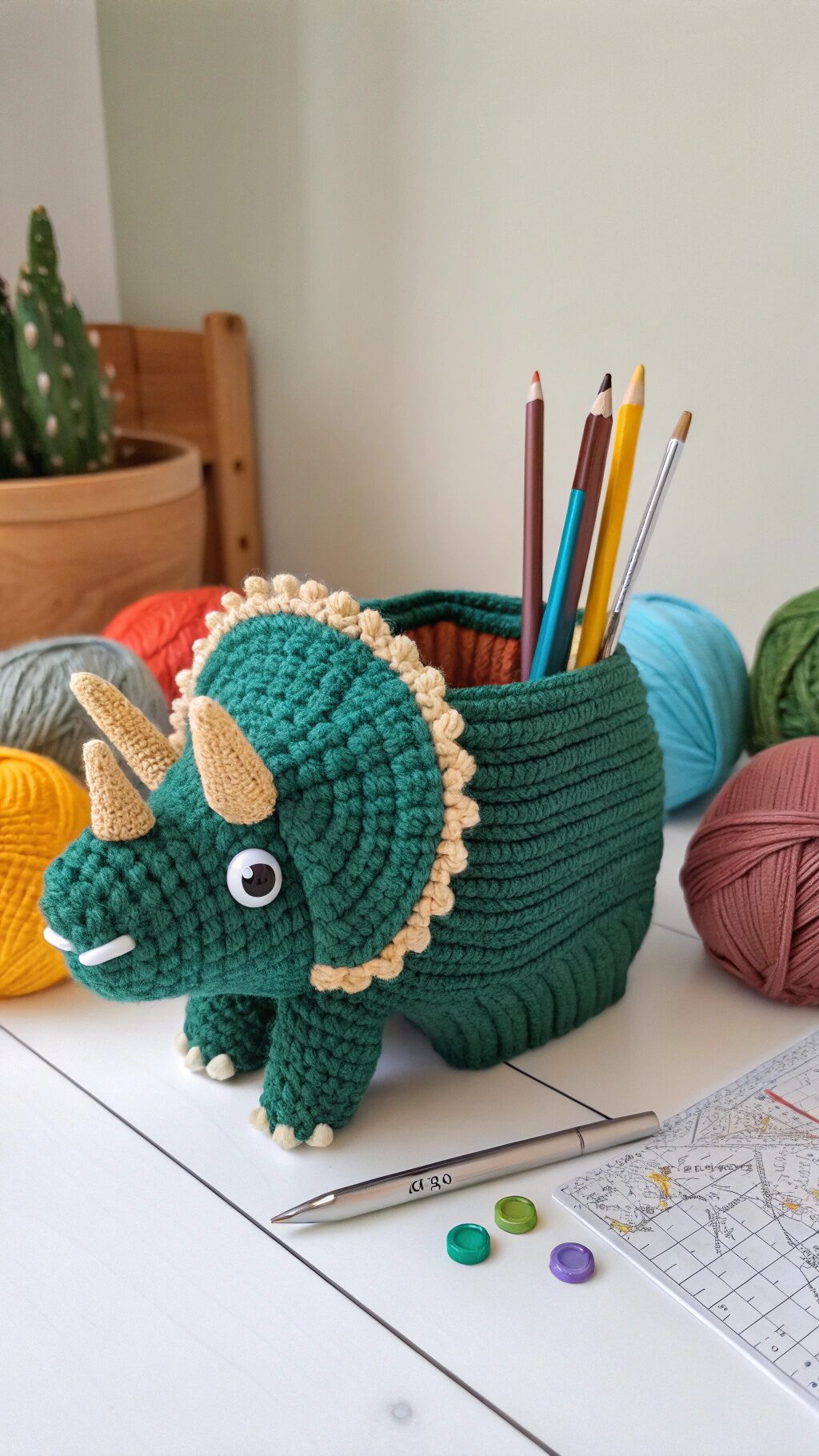 Triceratops Pencil Holder