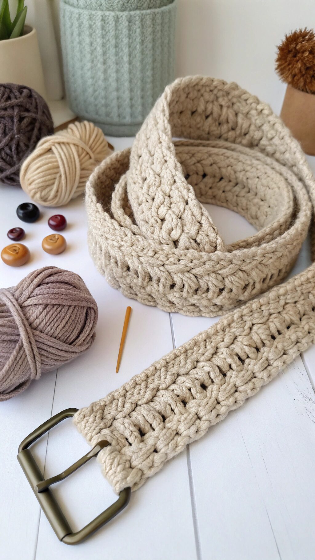 Chunky Knit Crochet Belt
