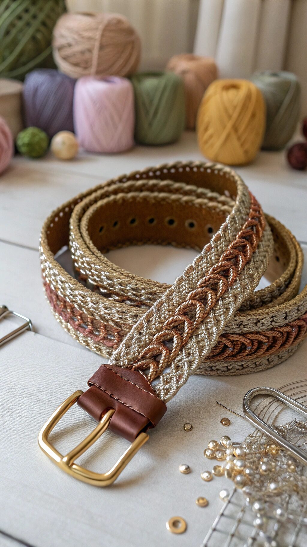 Chic Metallic Thread Belt
