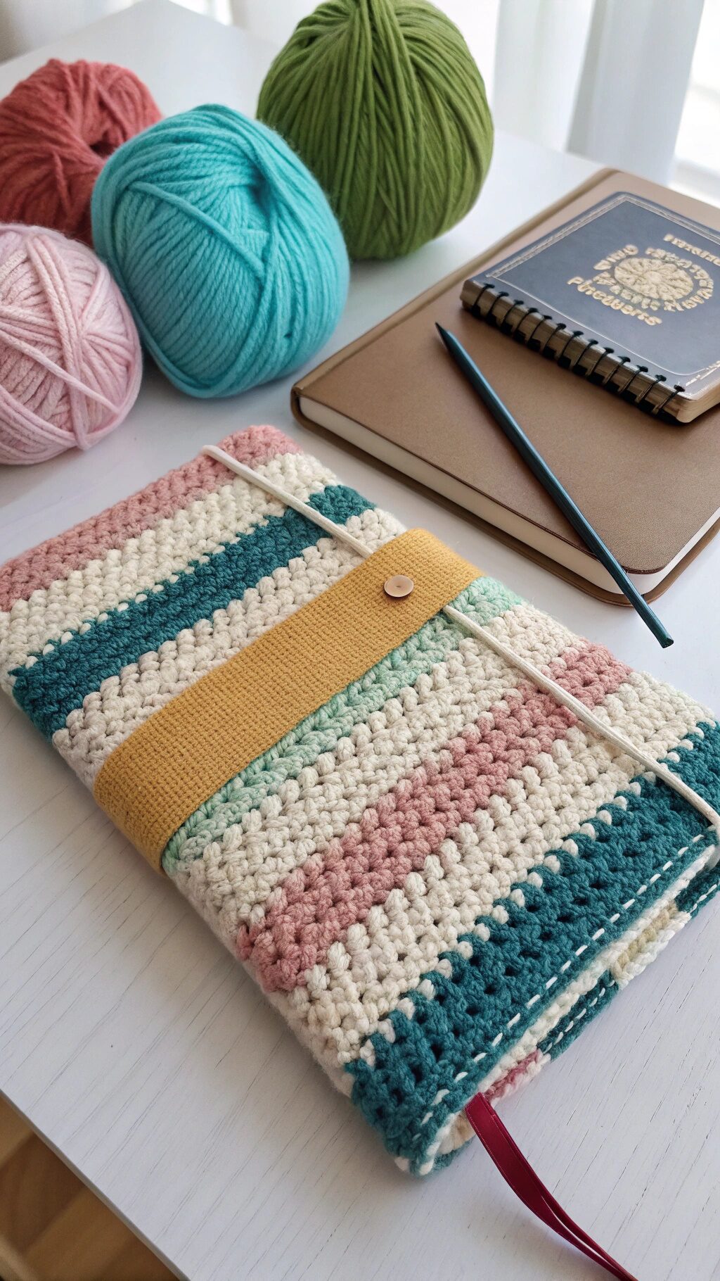 Striped Crochet Book Cover