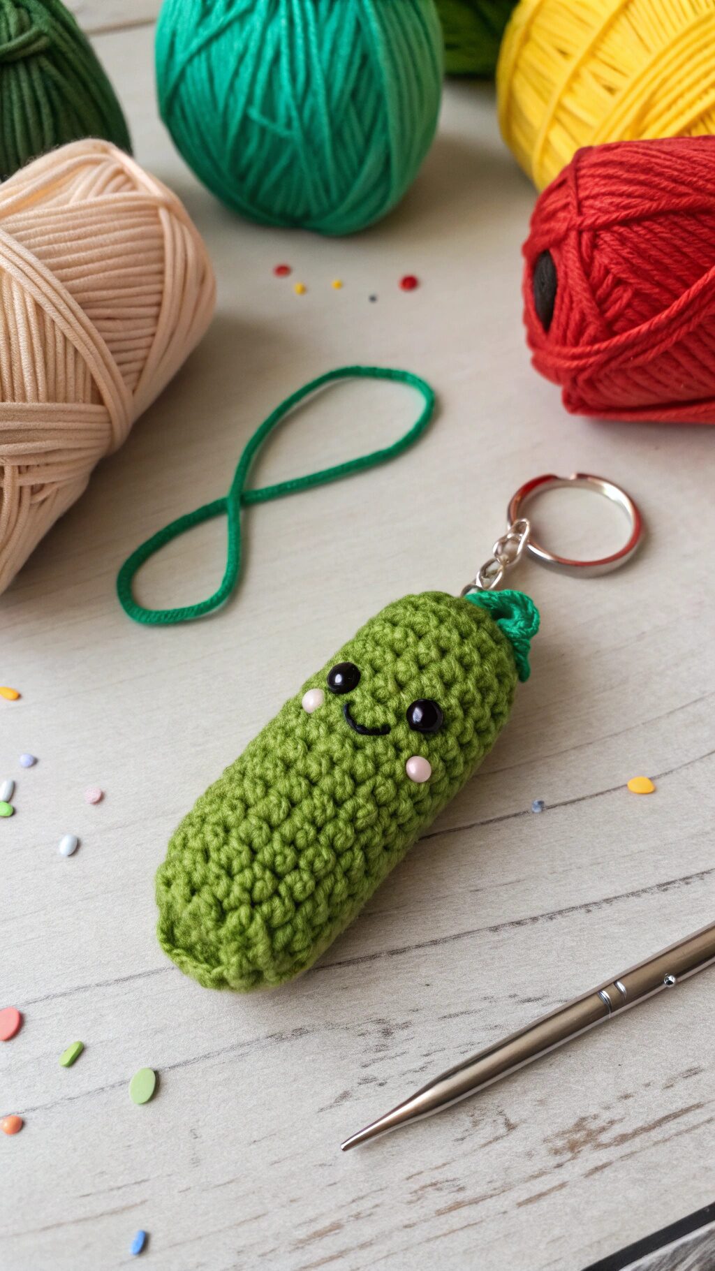 Amigurumi Pickle Keychain