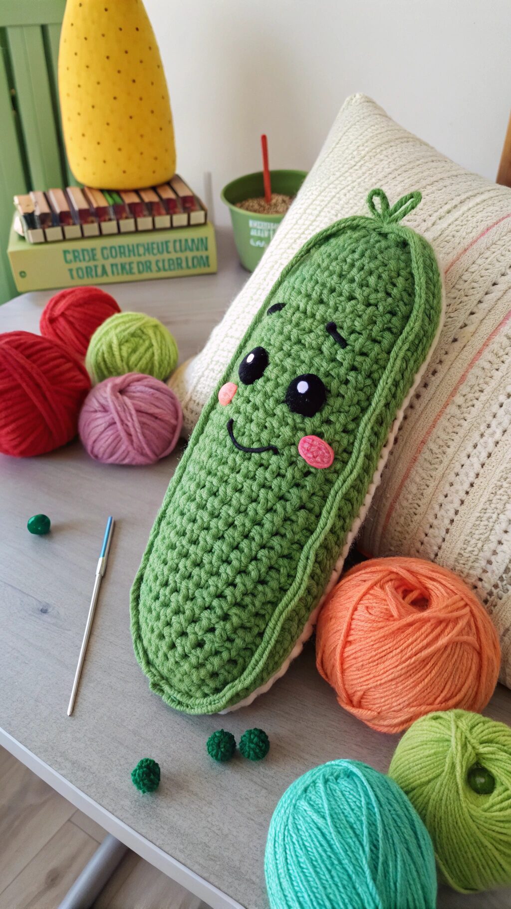 Giant Crochet Pickle Pillow