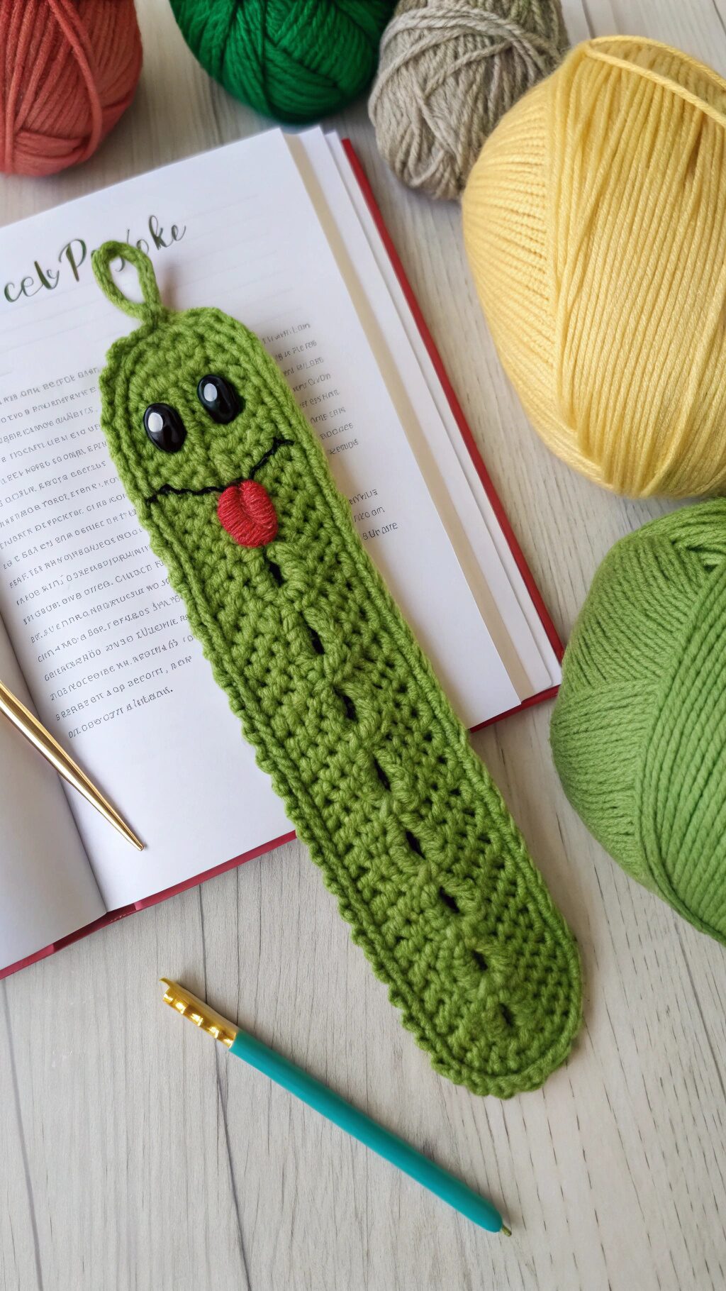 Crochet Pickle Bookmark
