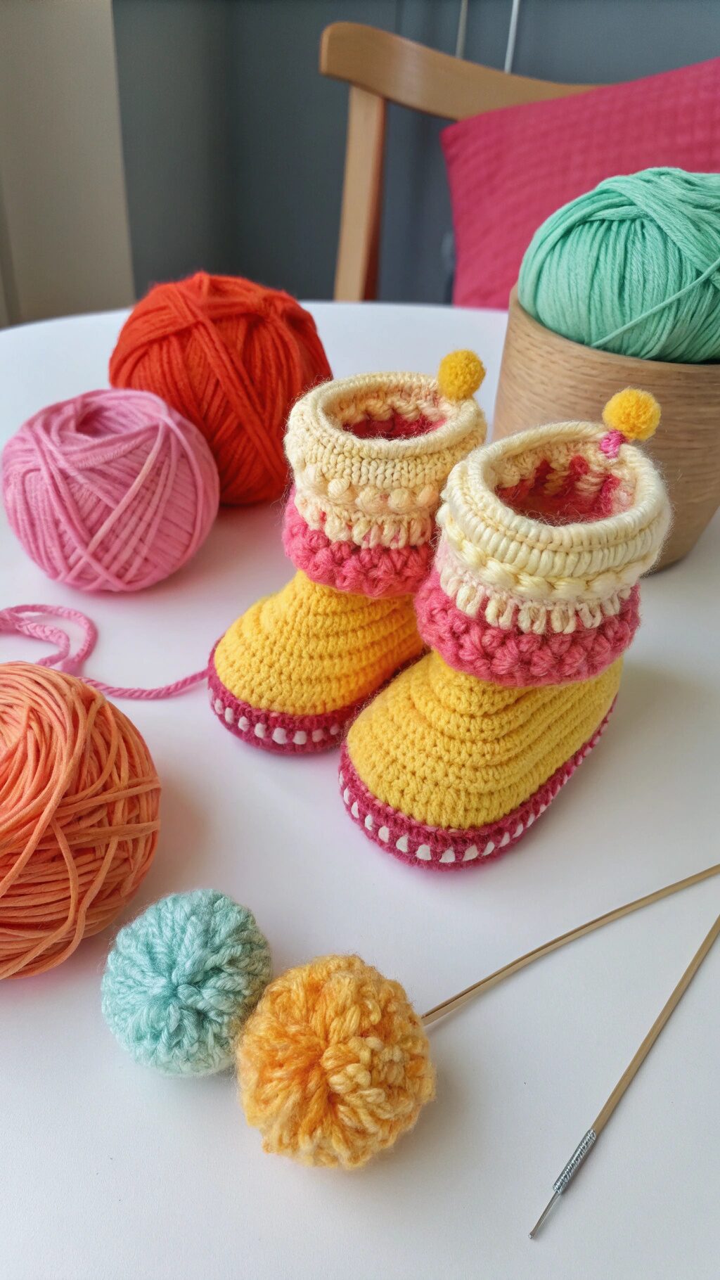 Funky Pom-Pom Booties