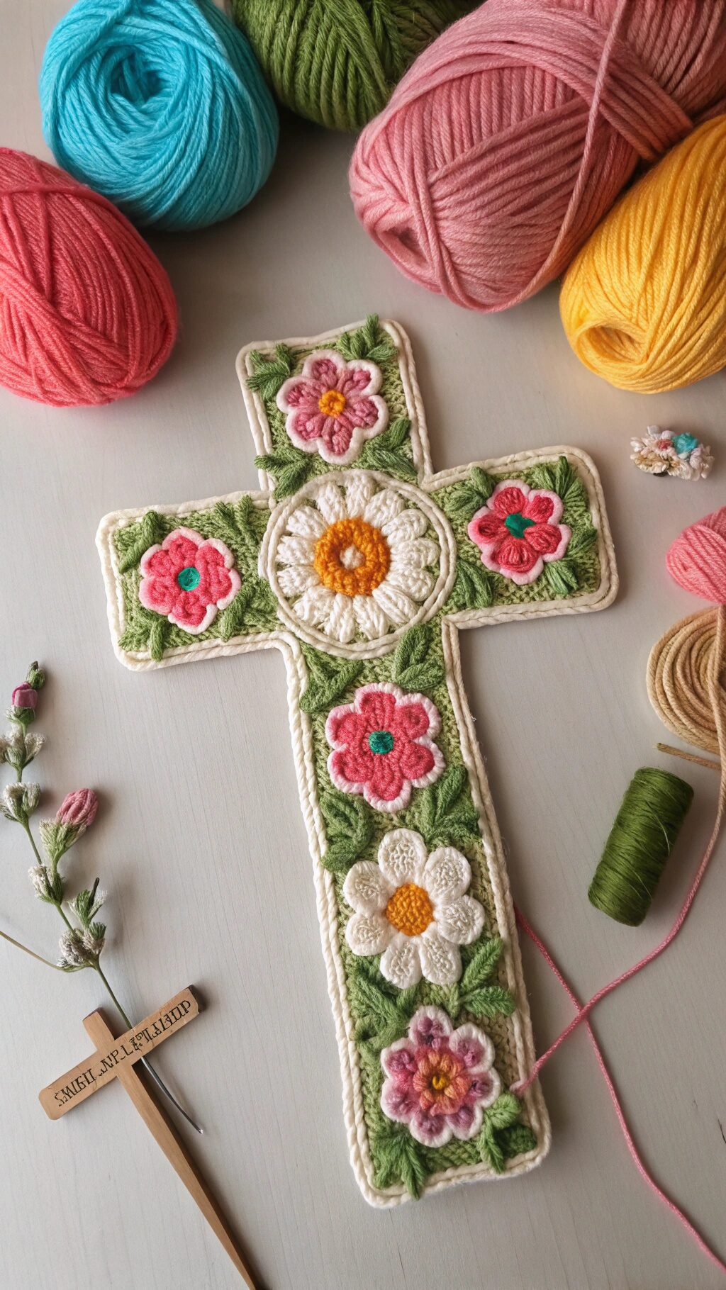 Floral Crochet Cross Pattern