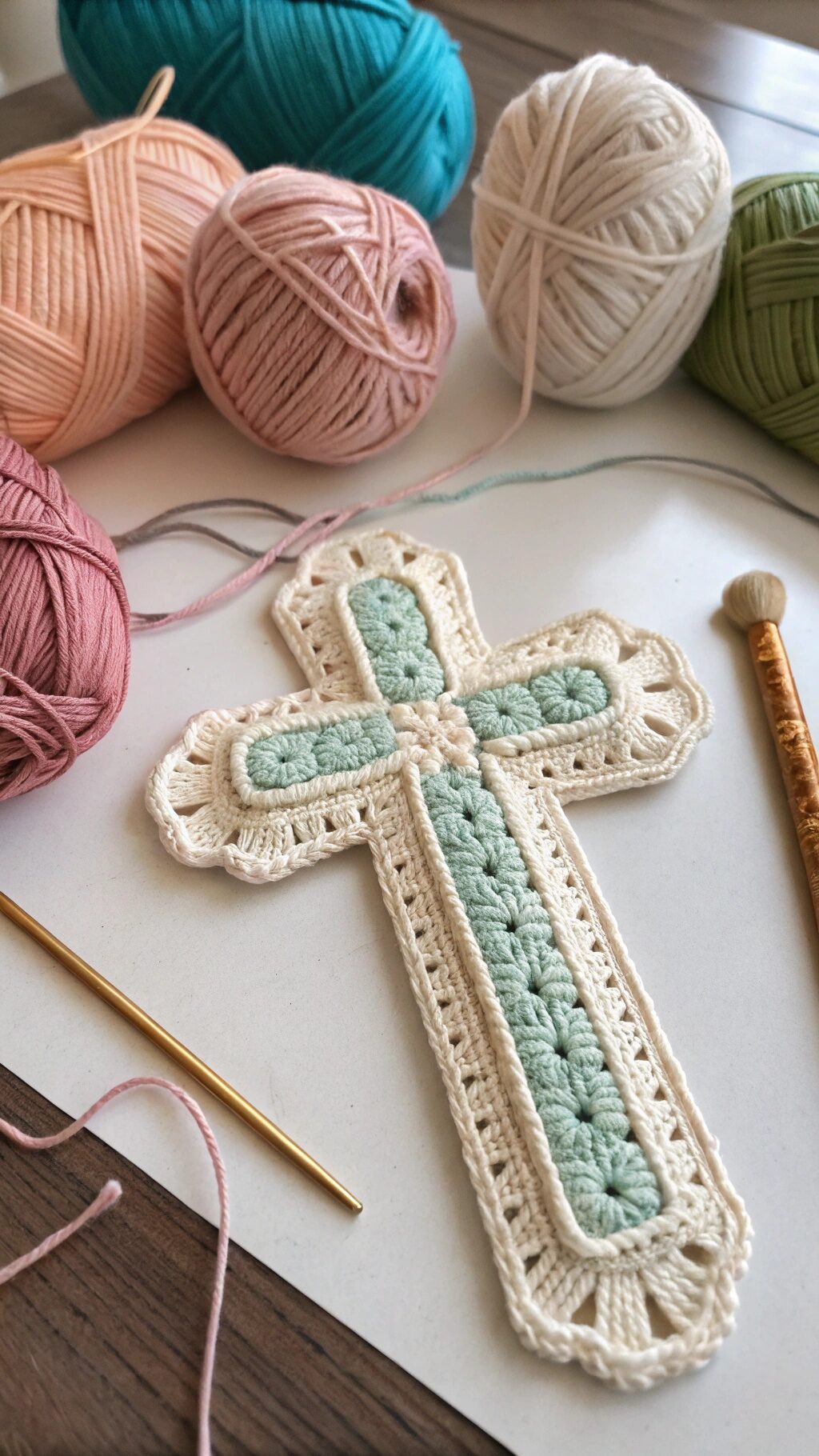 Vintage Style Crochet Cross
