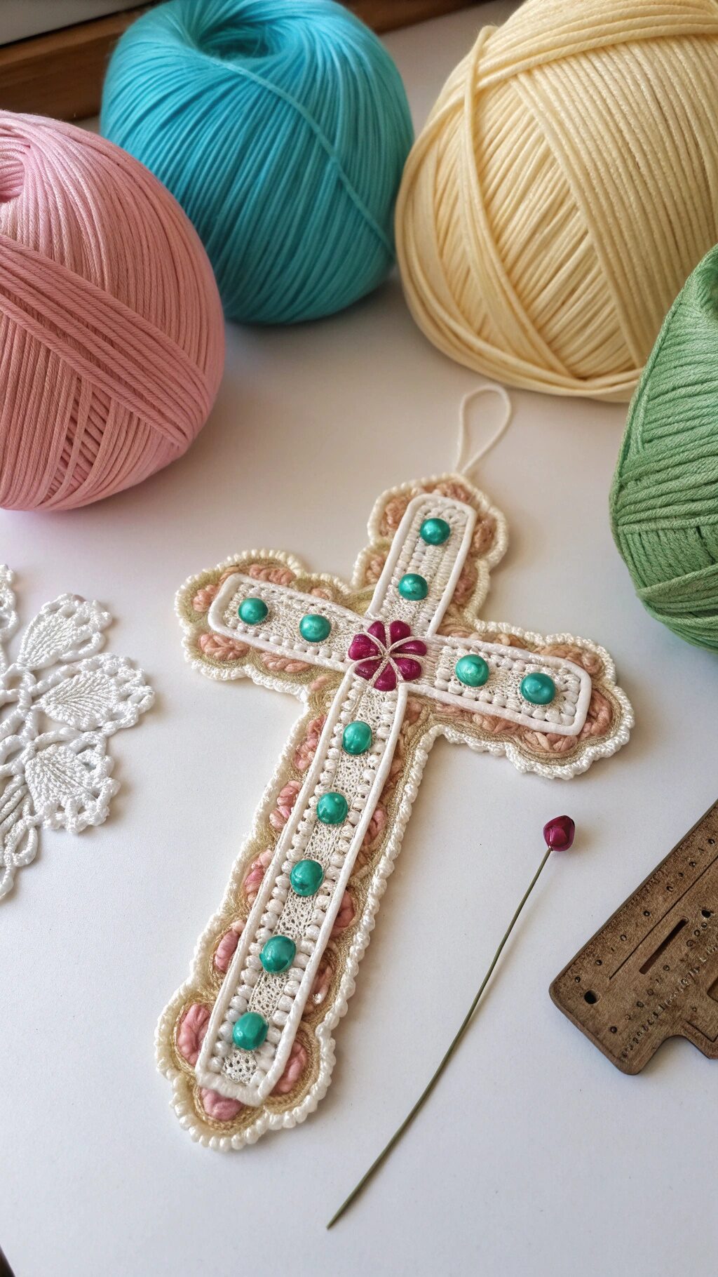 Beaded Crochet Cross