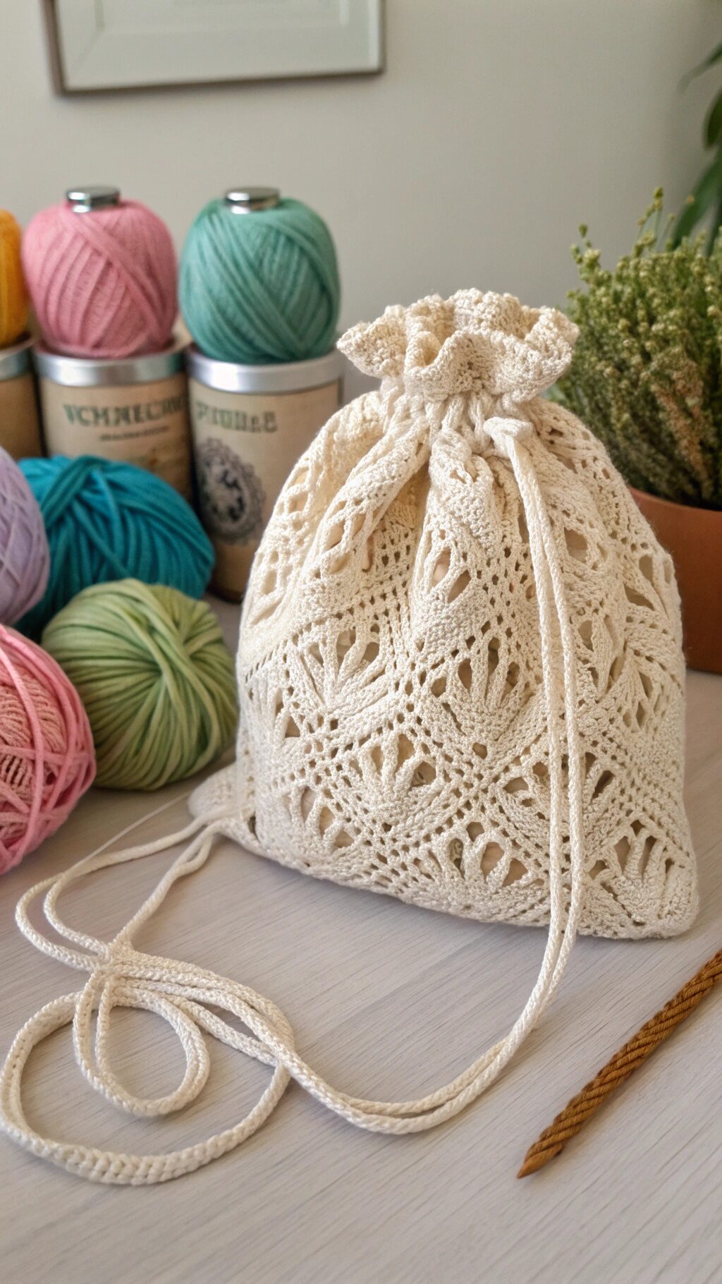 Elegant Lace Drawstring Bag