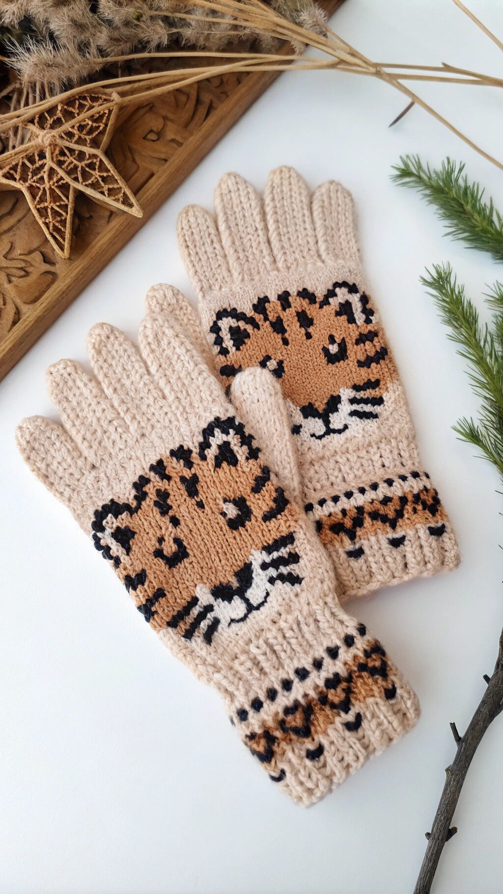 Animal Print Crochet Mitts
