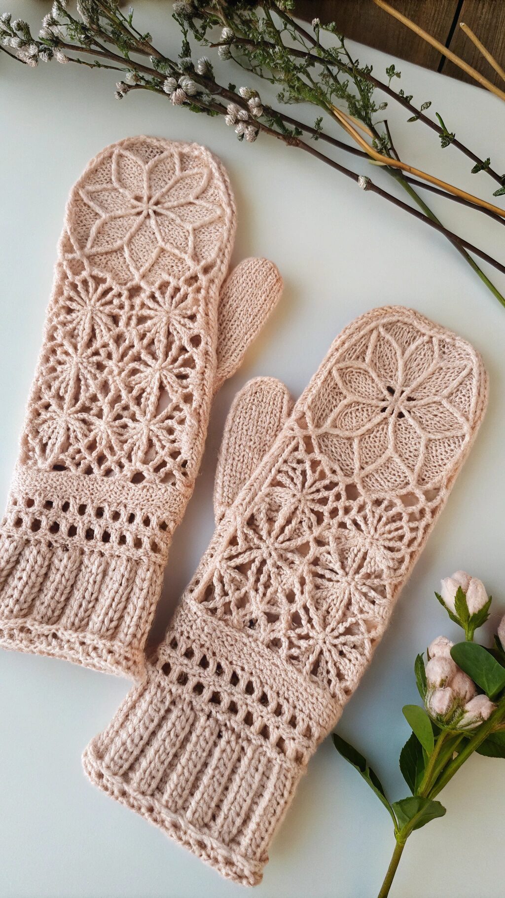 Elegant Lace Crochet Mittens