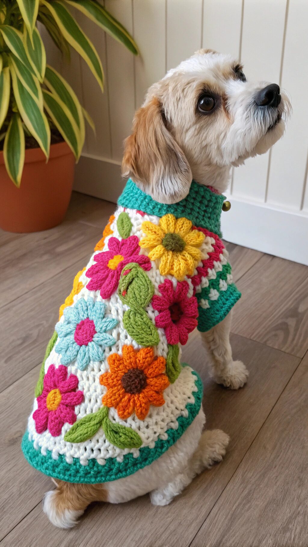 Floral Pattern Crochet Sweater