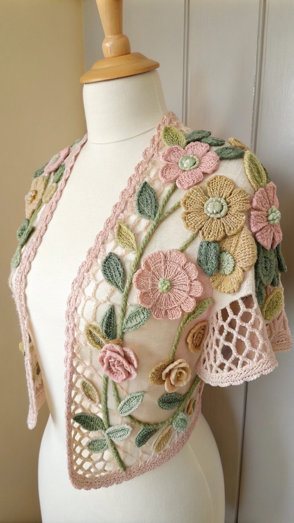 Floral Motif Crochet Shrug