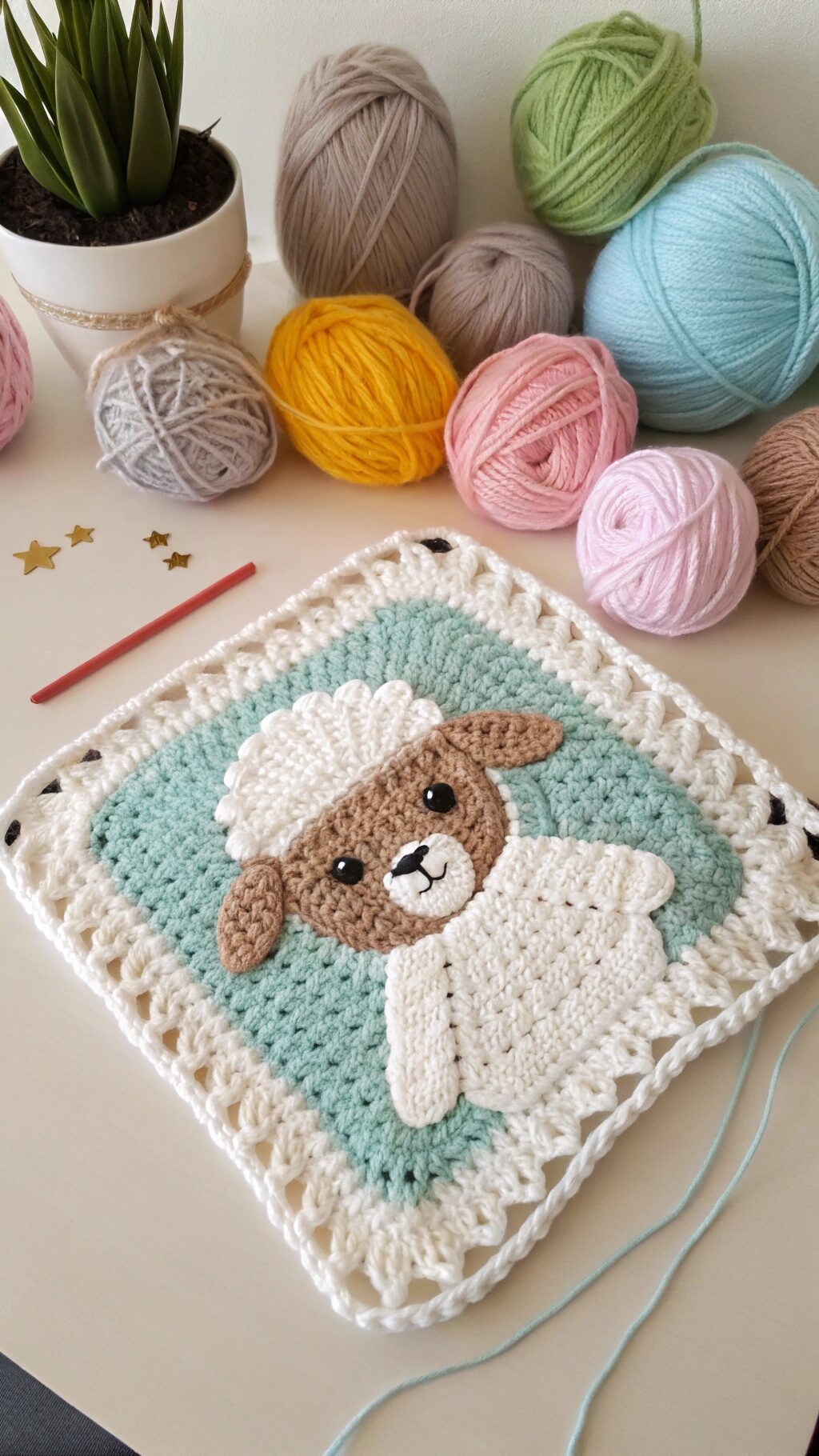 Crochet Sheep Blanket Square
