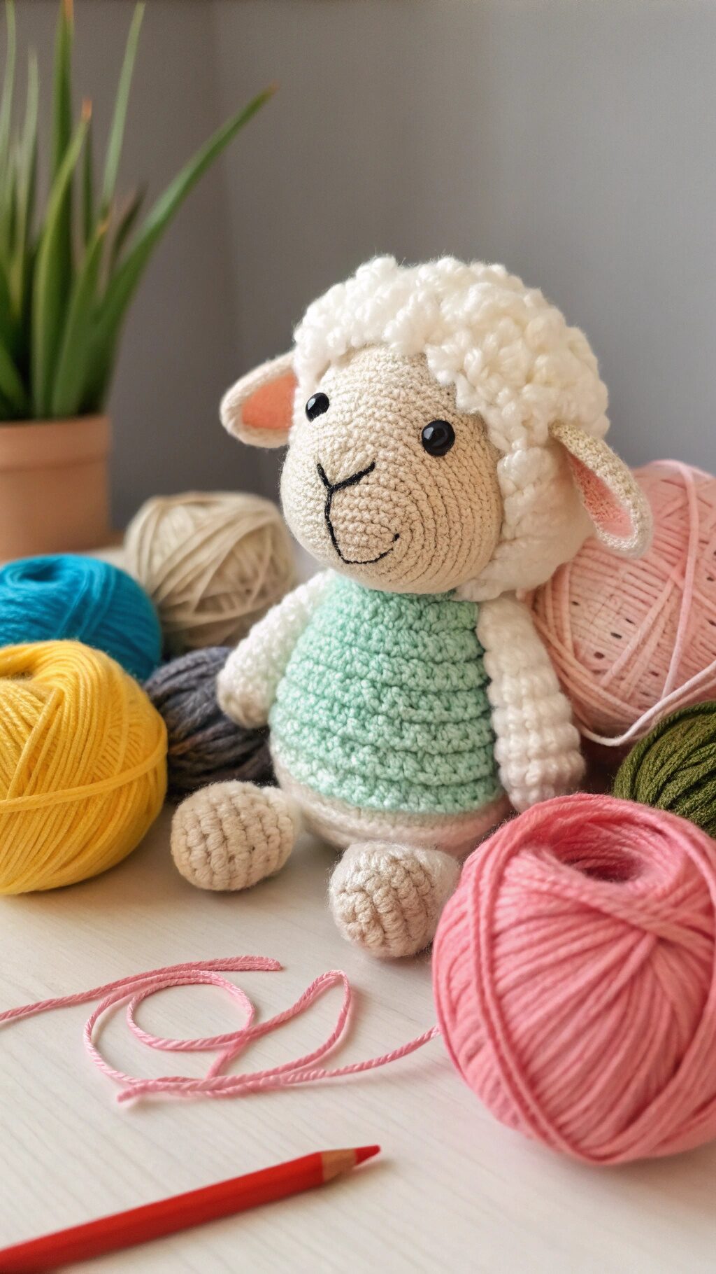 Miniature Crochet Sheep Figurine