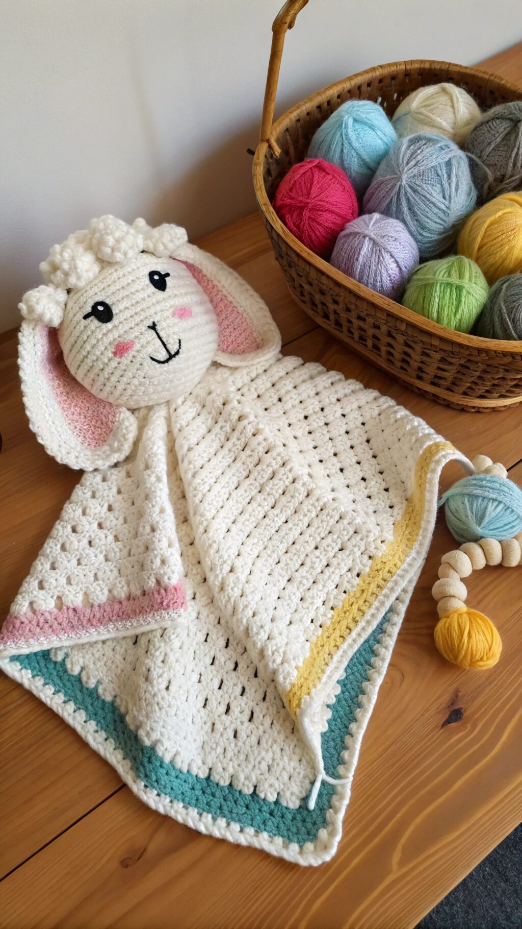 Crochet Sheep Lovey Security Blanket