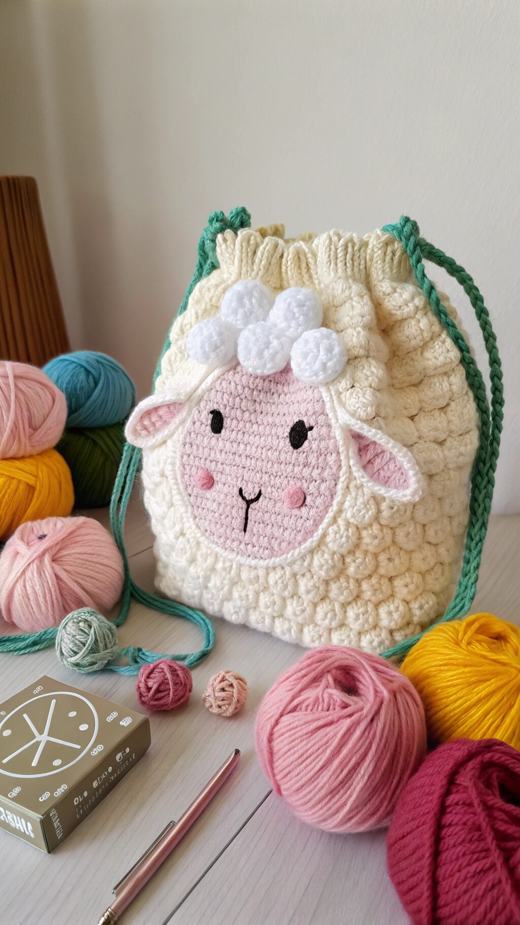 Sheep-Themed Crochet Bag