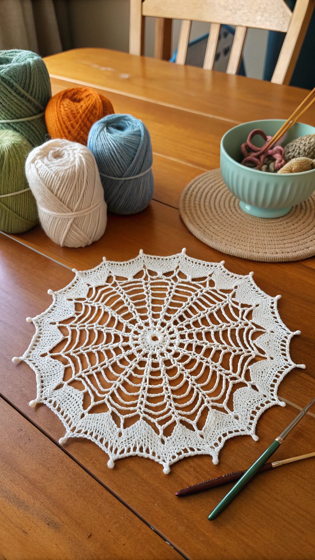 Vintage Crochet Spider Web
