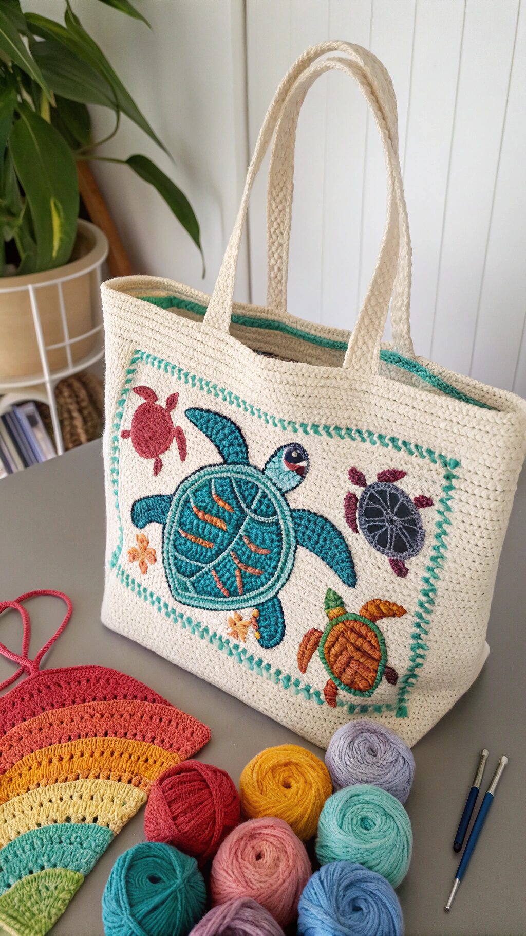 Colorful Sea Turtle Tote Bag